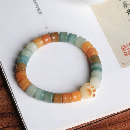 Mythstone Colorful Bodhi Seed Cat Paw Wisdom Bracelet