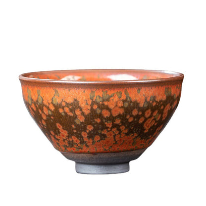 Mythstone Blooming Flowers Pattern Chinese Jianzhan Kiln Change Ceramic Teacup Kung Fu Tea Cup Bowl