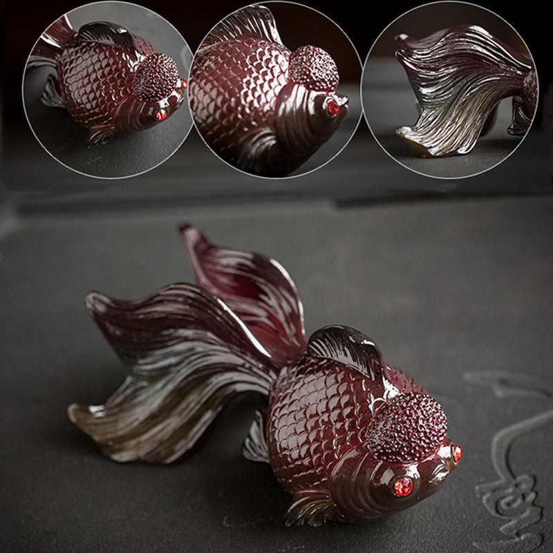 Mythstone Color Changing Koi Fish Resin Tea Pet Wealth Home Figurine Decoration