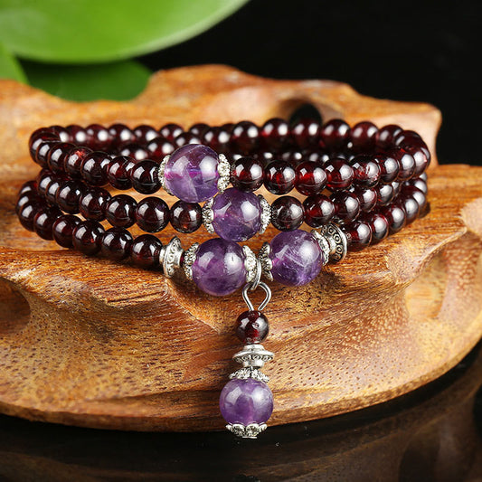 Mythstone Natural Garnet Amethyst Protection Bracelet