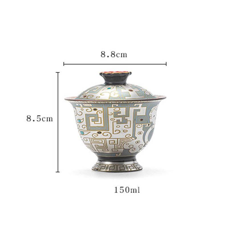 Mythstone Dunhuang Color Pattern Gaiwan Teacup Kung Fu Tea Cup With Lid