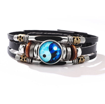 Mythstone Yin Yang Leather Balance Bracelet