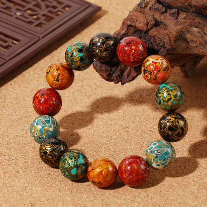 Pulsera de cuentas de laca multicolores naturales Mythstone 