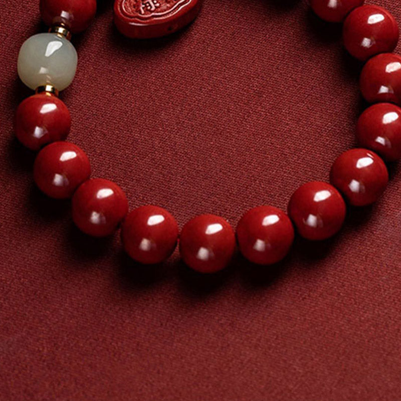 Mythstone Cinnabar Jade Healing Protection Charm Bracelet