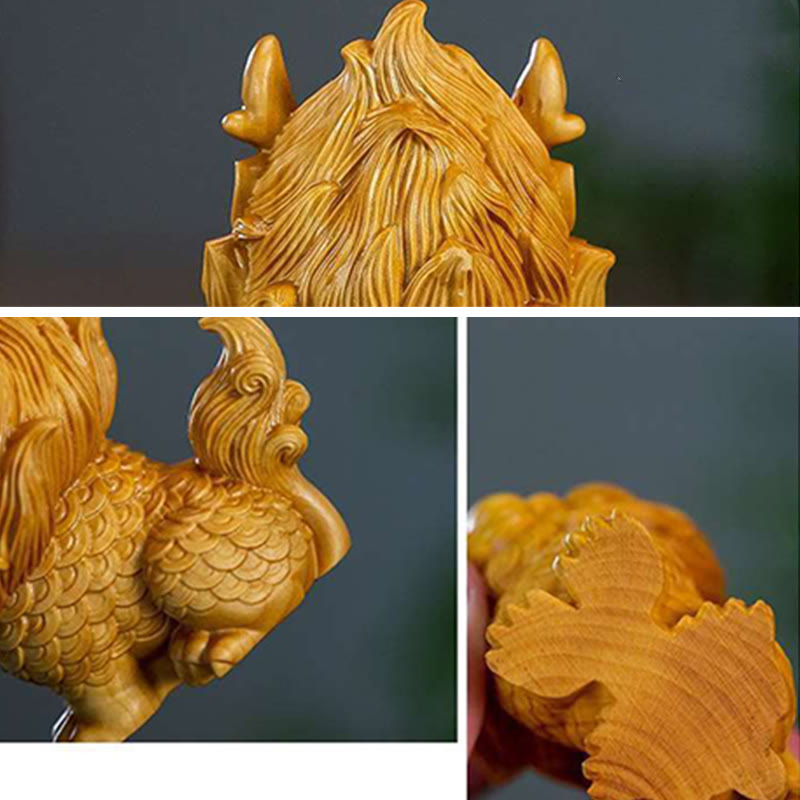 Mythstone Feng Shui Kirin Boxwood Wood Engraving Home Decoration