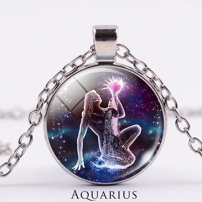 12 Constellations of the Zodiac Moon Starry Sky Protection Blessing Necklace Pendant