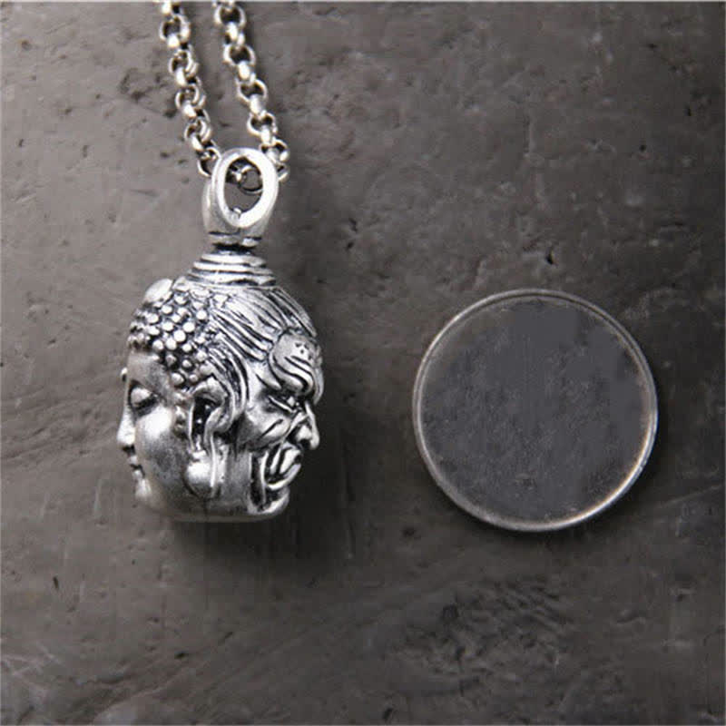 Mythstone 999 Sterling Silver Buddha Demon Serenity Necklace Pendant