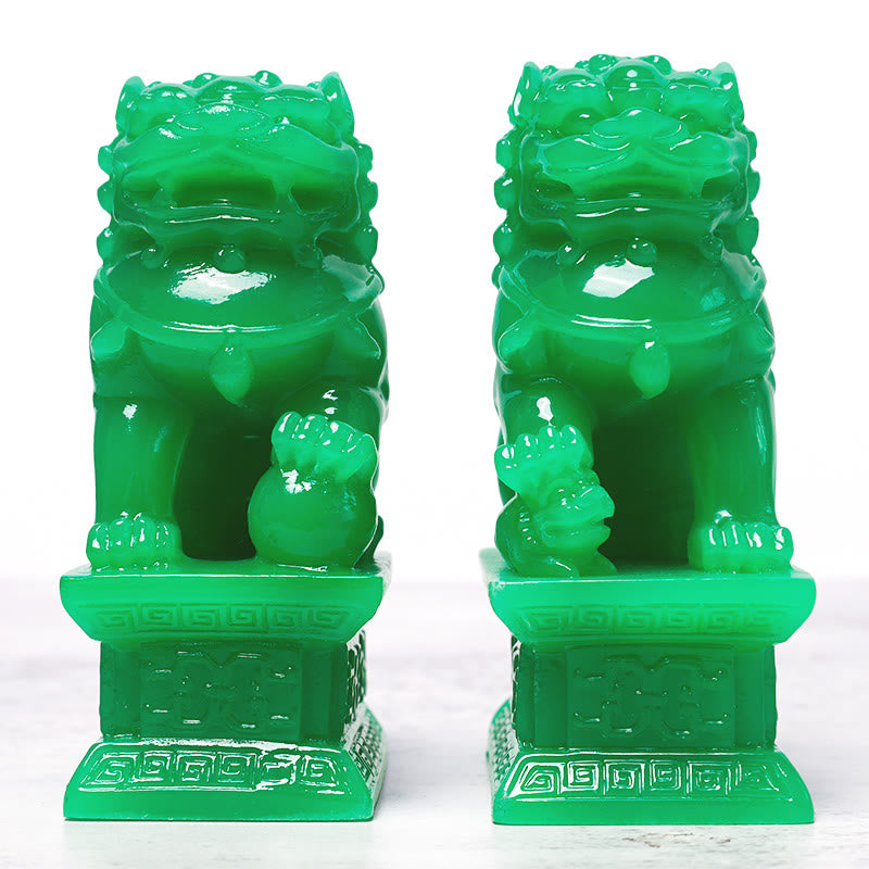 Mythstone Wealth Prosperity Pair of Fu Foo Dogs Guardian Lion Statues Home Decoration