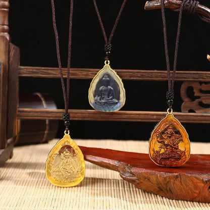 Mythstone Tibetan Buddha Liuli Crystal Serenity Necklace Pendant