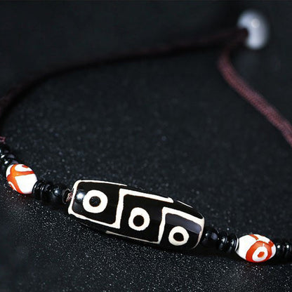 Mythstone Tibetan Nine-Eye Dzi Bead Protection String Necklace