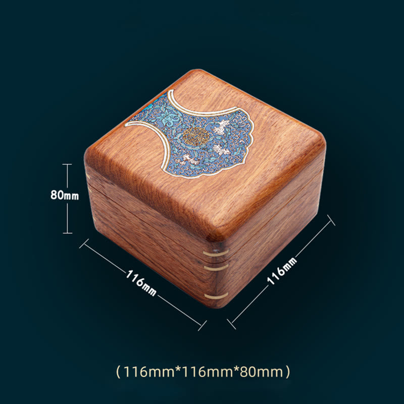 Mythstone Antique Flower Leaf Handmade Rosewood Jewelry Storage Box Wooden Gift Organizer Box