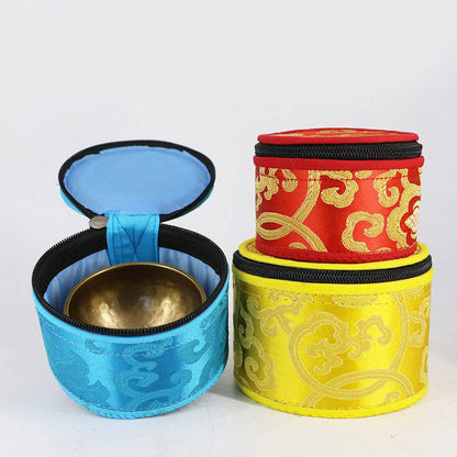 Mythstone Tibetan Singing Bowl Storage Bag with Zipper Closure Decoration