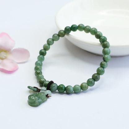 MythStone Laughing Buddha Cyan Jade Healing Bracelet