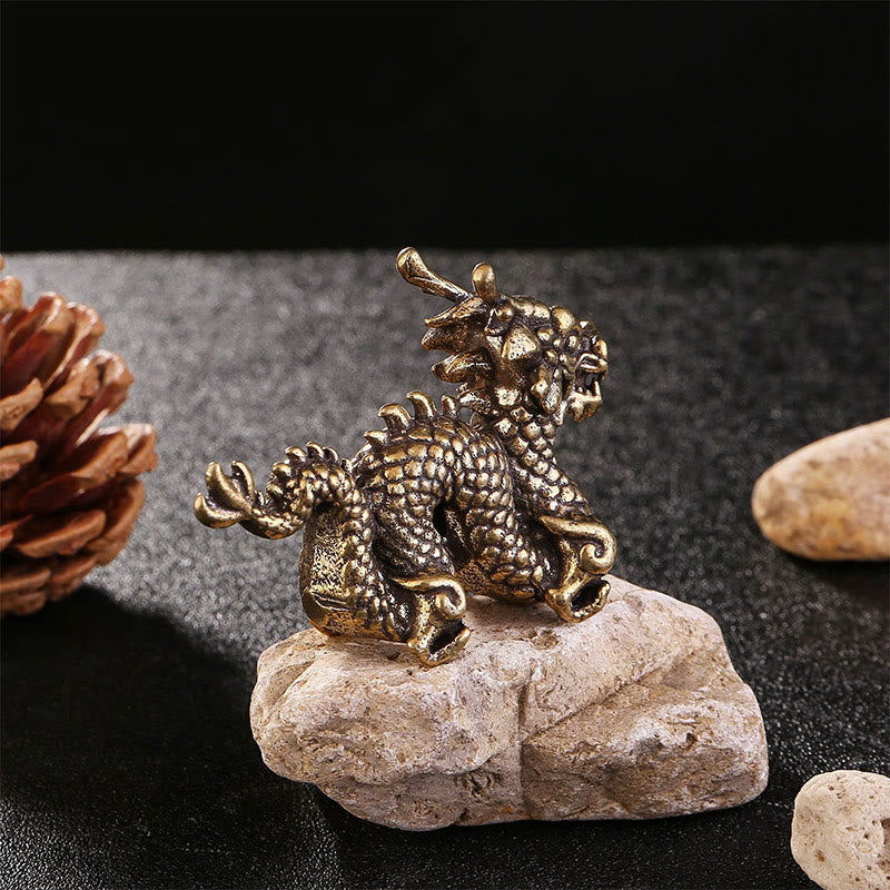 Mythstone Year Of The Dragon Small Auspicious Brass Dragon Luck Success Home Decoration