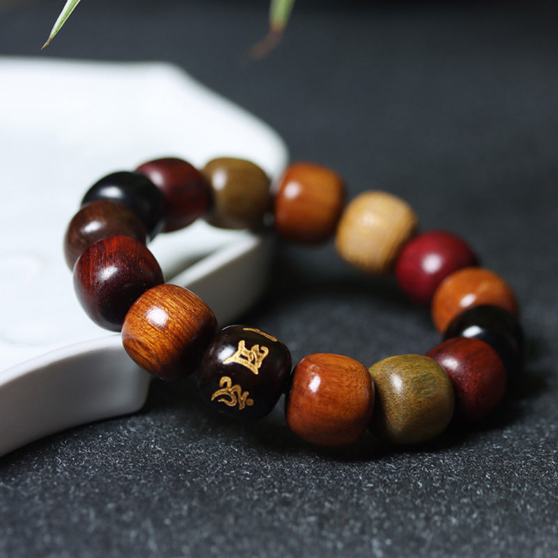 Mythstone Tibet Various Wood Om Mani Padme Hum Purity Bracelet