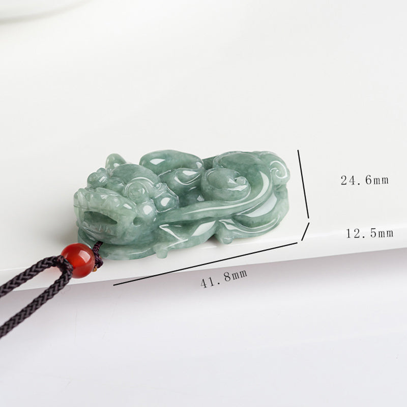 Mythstone Jade PiXiu Wealth Luck String Necklace Pendant