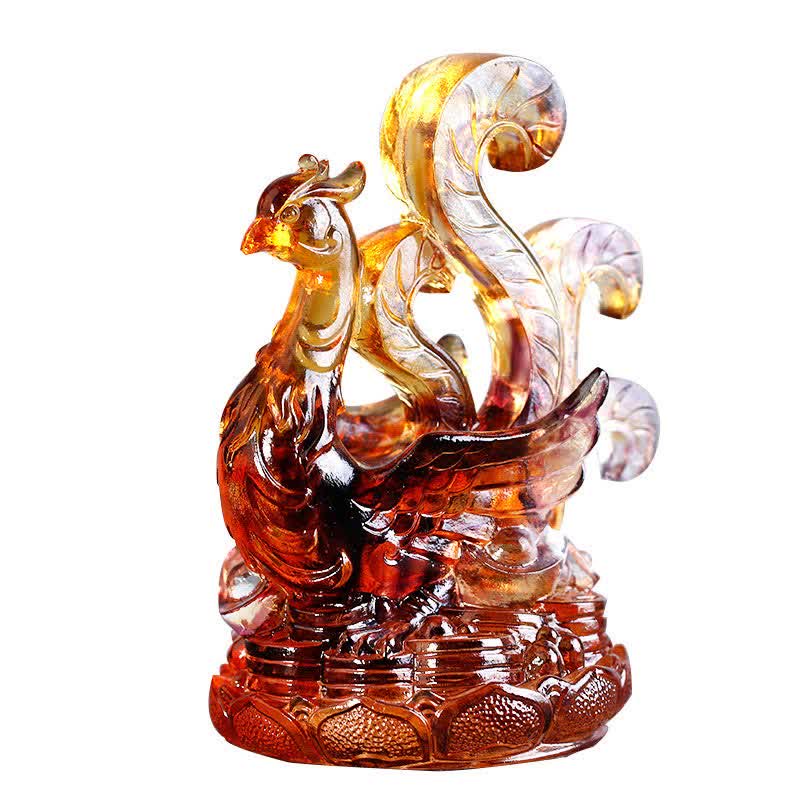 Mythstone Feng Shui Four Symbols Azure Dragon Handmade Liuli Crystal Art Piece Home Office Decoration