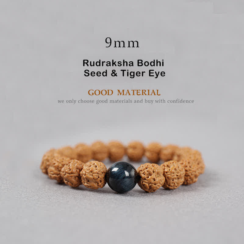 Mythstone Tibet Rudraksha Bodhi Seed Dzi Bead Amber Turquoise Wealth Bracelet