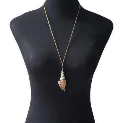 Mythstone Natural Shankha Conch Shell Seashell Lucky Necklace Pendant