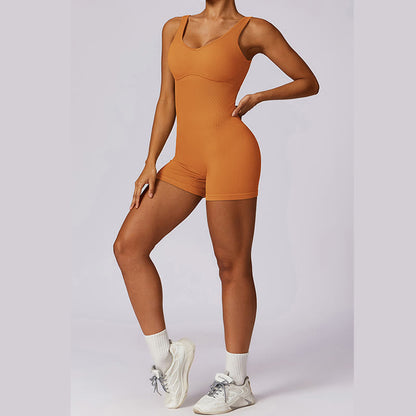 Mythstone Solid Seamless Jumpsuit Romper Sports Fitness Yoga Women Bodysuit