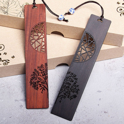 Mythstone The Tree of Life Ebony Wood Small Leaf Red Sandalwood Bookmarks With Gift Box