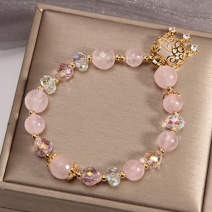 Pulsera protectora calmante de cristal rosa natural Mythstone