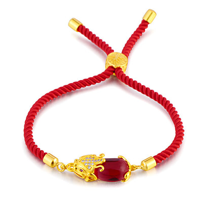 Mythstone Wealth Attractor Red Agate Pixiu Red String Bracelet