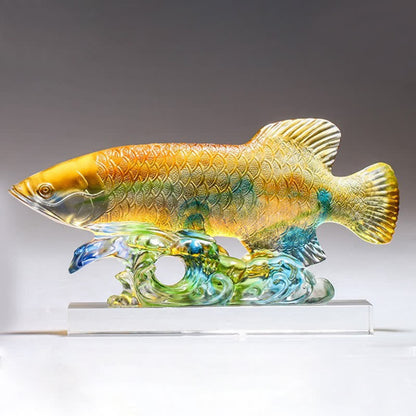 Pieza de arte de pez koi de cristal Liuli hecha a mano de Mythstone para decoración del hogar y la oficina