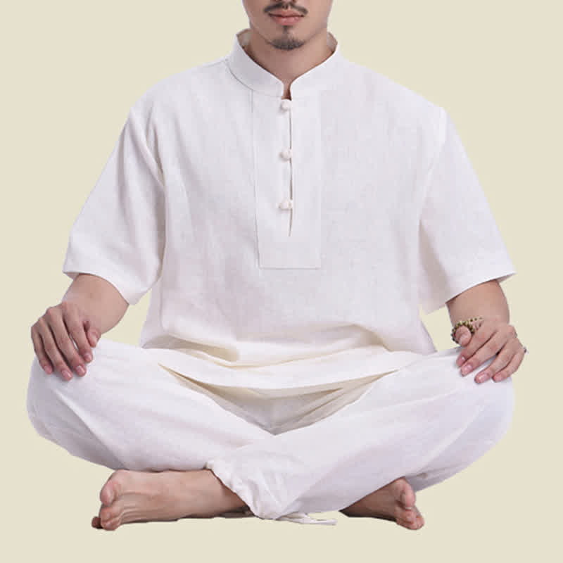 Conjunto de ropa de lino y algodón para hombre con meditación zen espiritual Mythstone