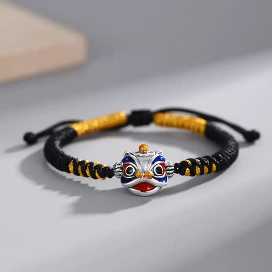 Mythstone Handmade Dancing Lion Luck Braided String Bracelet