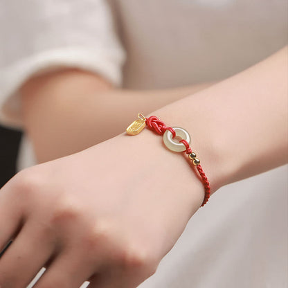 Mythstone Hetian Jade Peace Buckle Fu Character String Luck Bracelet