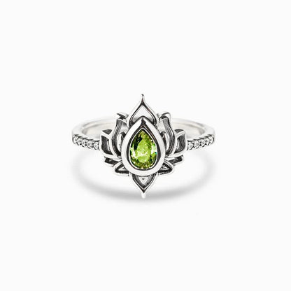 Mythstone Sterling Silver Lotus Zircon Blessing Protection Ring