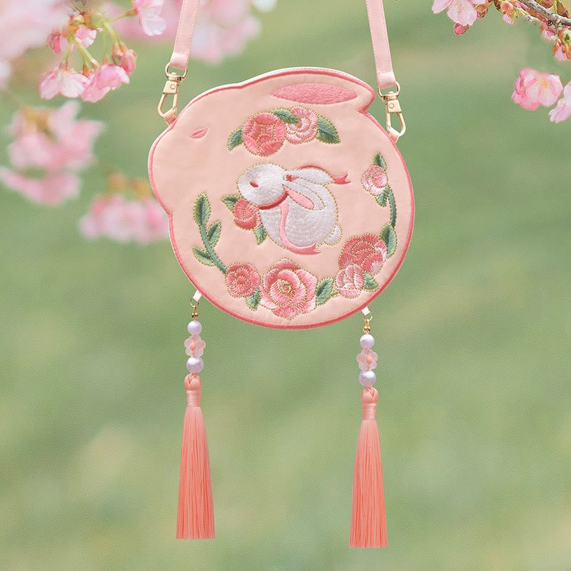 Mythstone Embroidery Lucky Panda Cat Shiba Inu Deer Rabbit Fox Flower Cute Animal Hanfu Bag Crossbody Bag Shoulder Bag