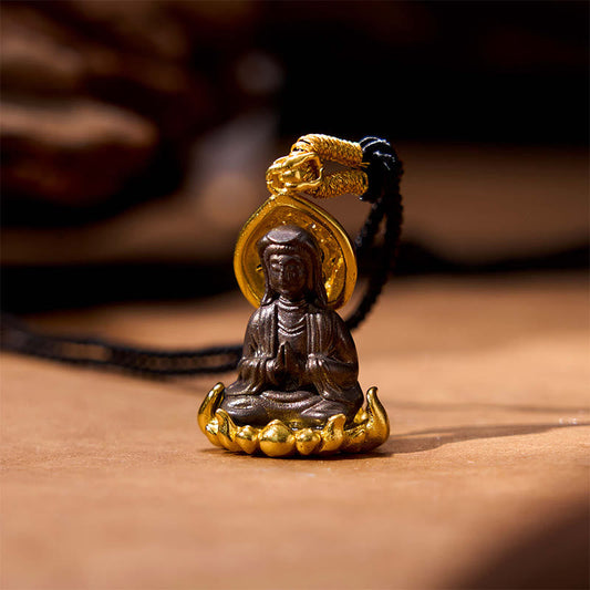 Mythstone Alloy Kwan Yin Avalokitesvara Wealth Rope Necklace Pendant