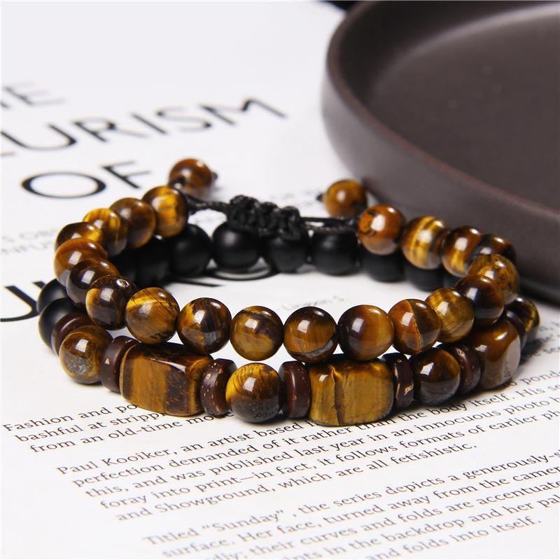 Mythstone Tiger Eye Frosted Stone Hematite Courage Bracelet