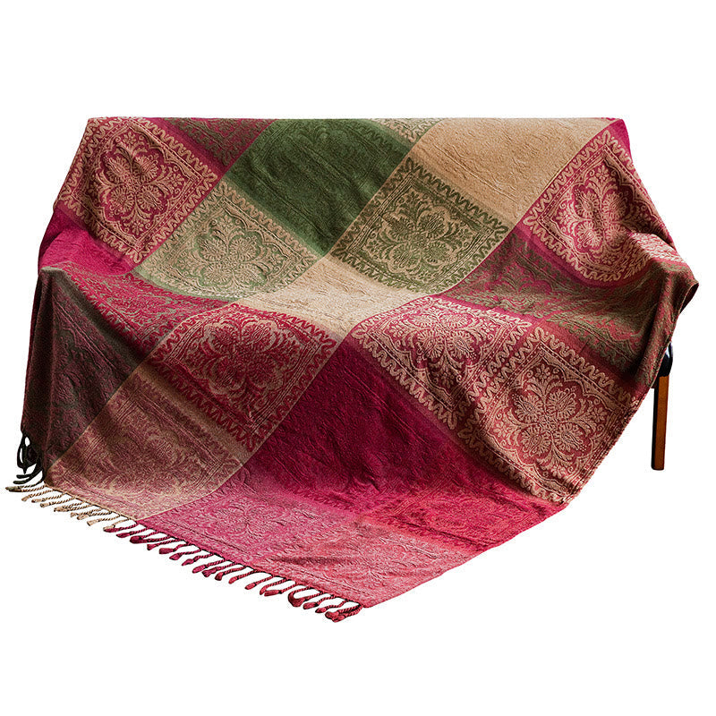 Mythstone Tibetan Multicolored Flower Pattern Hand-Dyed Blanket