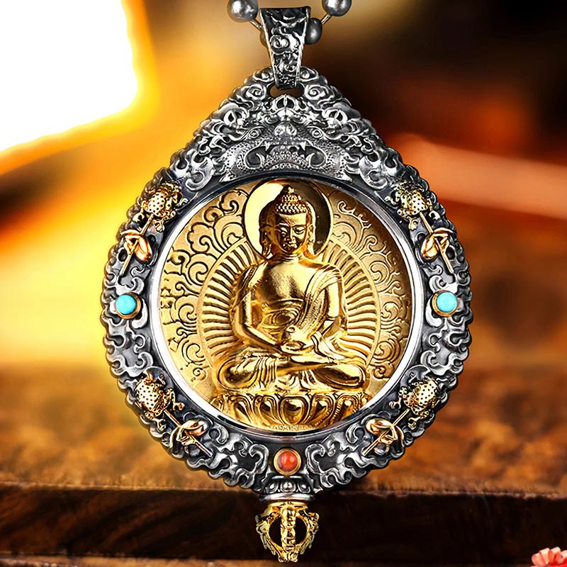 Mythstone Chinese Zodiac Natal Buddha Thangka Nine Palaces Eight Diagrams Wealth Rotatable Necklace Pendant