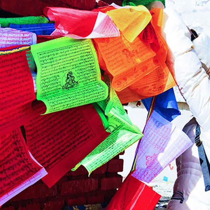 Mythstone Tibetan 5 Colors Silk Windhorse Auspicious Outdoor 25 Pcs Prayer Flag