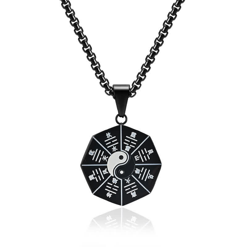 Mythstone Bagua Yin Yang Titanium Steel Balance Necklace Pendant