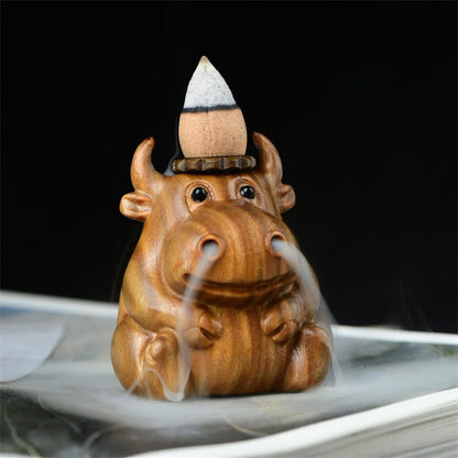 Mythstone Green Sandalwood Cute Calf Pattern Meditation Backflow Incense Burner Decoration