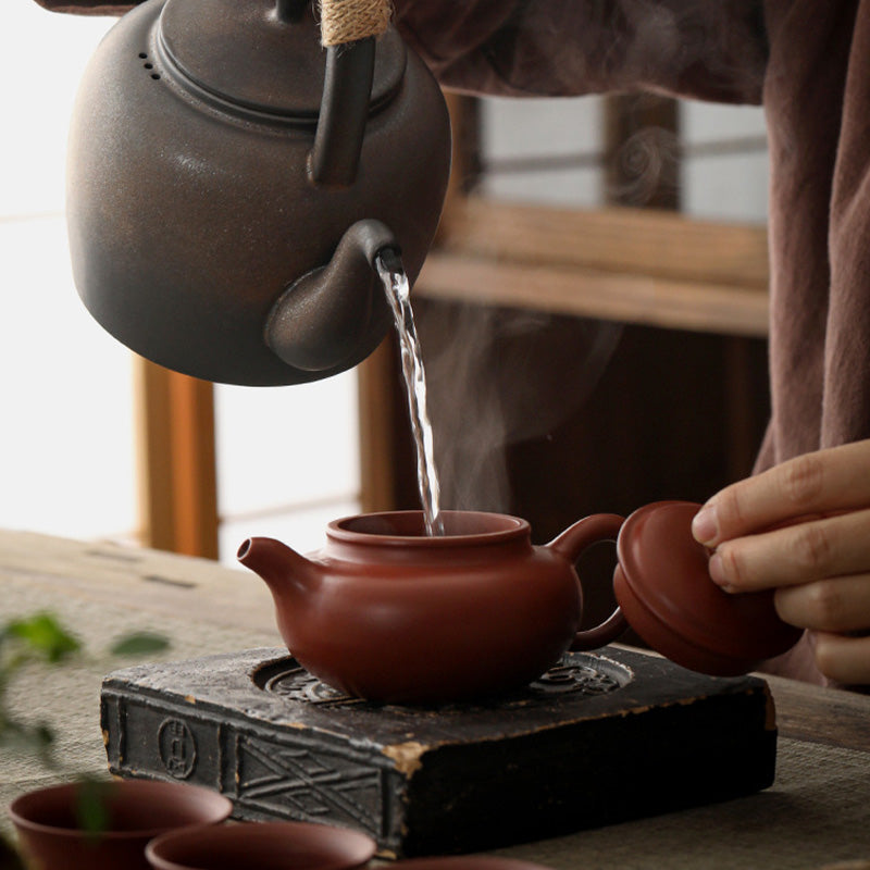 Mythstone Retro Brown Chinese Gongfu Tea Ceramic Kung Fu Teapot 700ml With Base