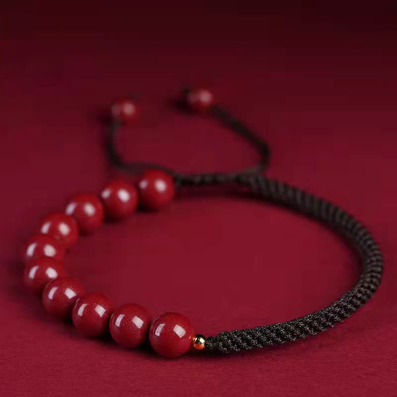 Mythstone Natural Cinnabar King Kong Knot Blessing String Bracelet