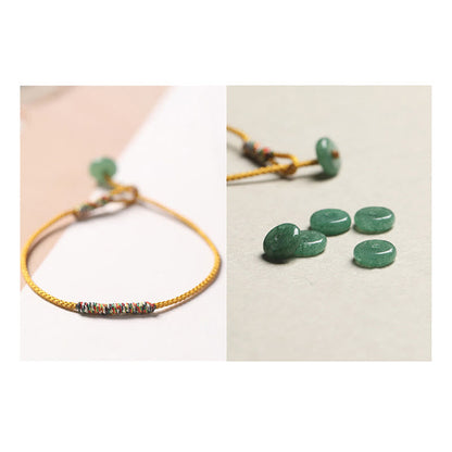 Pulsera trenzada de cuerda con aventurina verde tibetana hecha a mano para proteger la suerte 