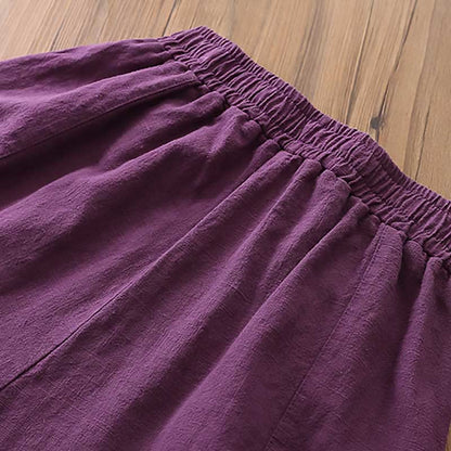 Mythstone Ramie Linen Flexible Waistband Yoga Harem Pants With Pockets