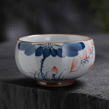 Mythstone Lotus Flower Leaf Bamboo Ceramic Teacup Kung Fu Tea Cups