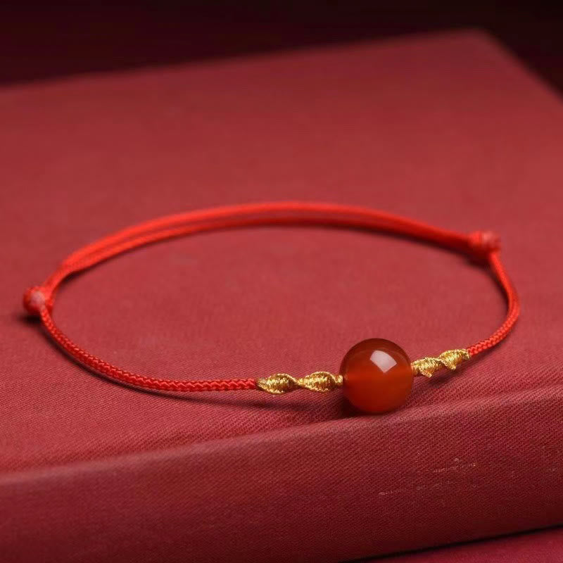 Mythstone Natural Red Agate Cat Eye Calm Braided String Bracelet Necklace Pendant