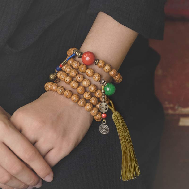 Mythstone 108 Mala Beads Bodhi Seed Wisdom Peace Tassel Bracelet