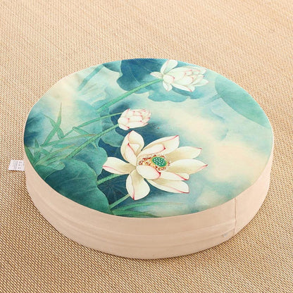 Mythstone Lotus Simple Pattern Cotton Linen Meditation Seat Cushion Home Decoration