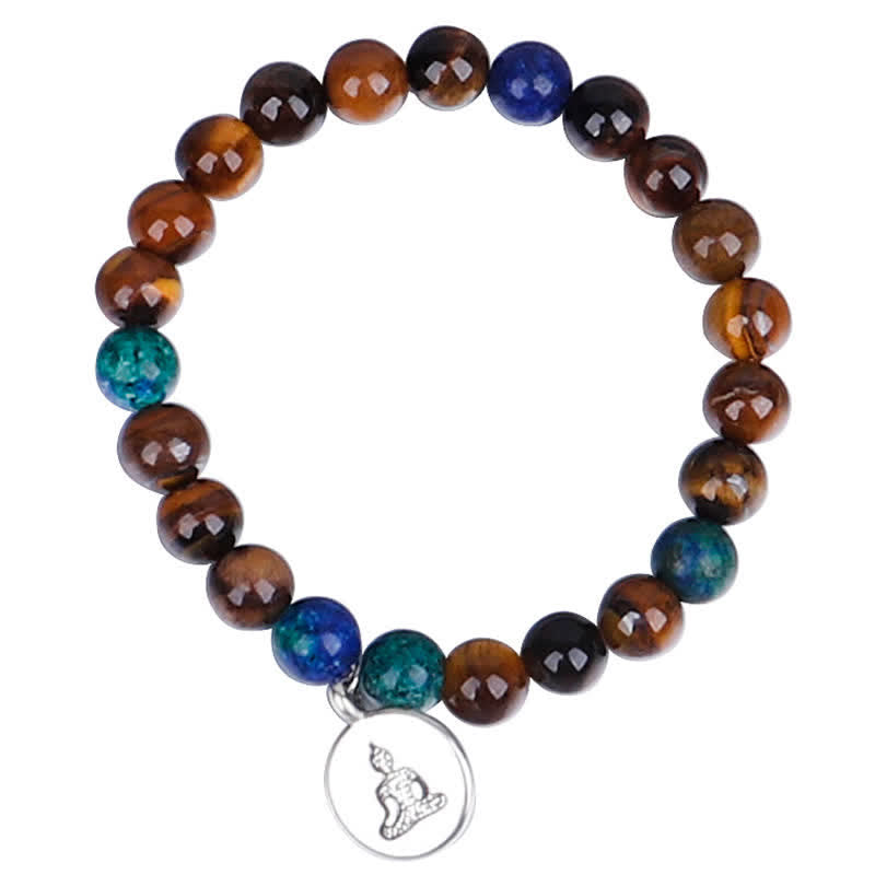 Mythstone 108 Mala Beads Tiger Eye Buddha Strength Bracelet Tassel Necklace Pendant