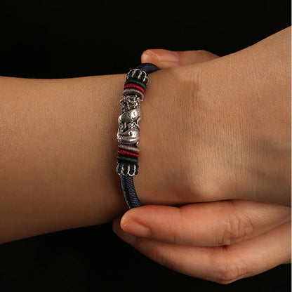 Mythstone Handmade 925 Sterling Silver Year Of The Dragon Auspicious Dragon Luck Rope Bracelet